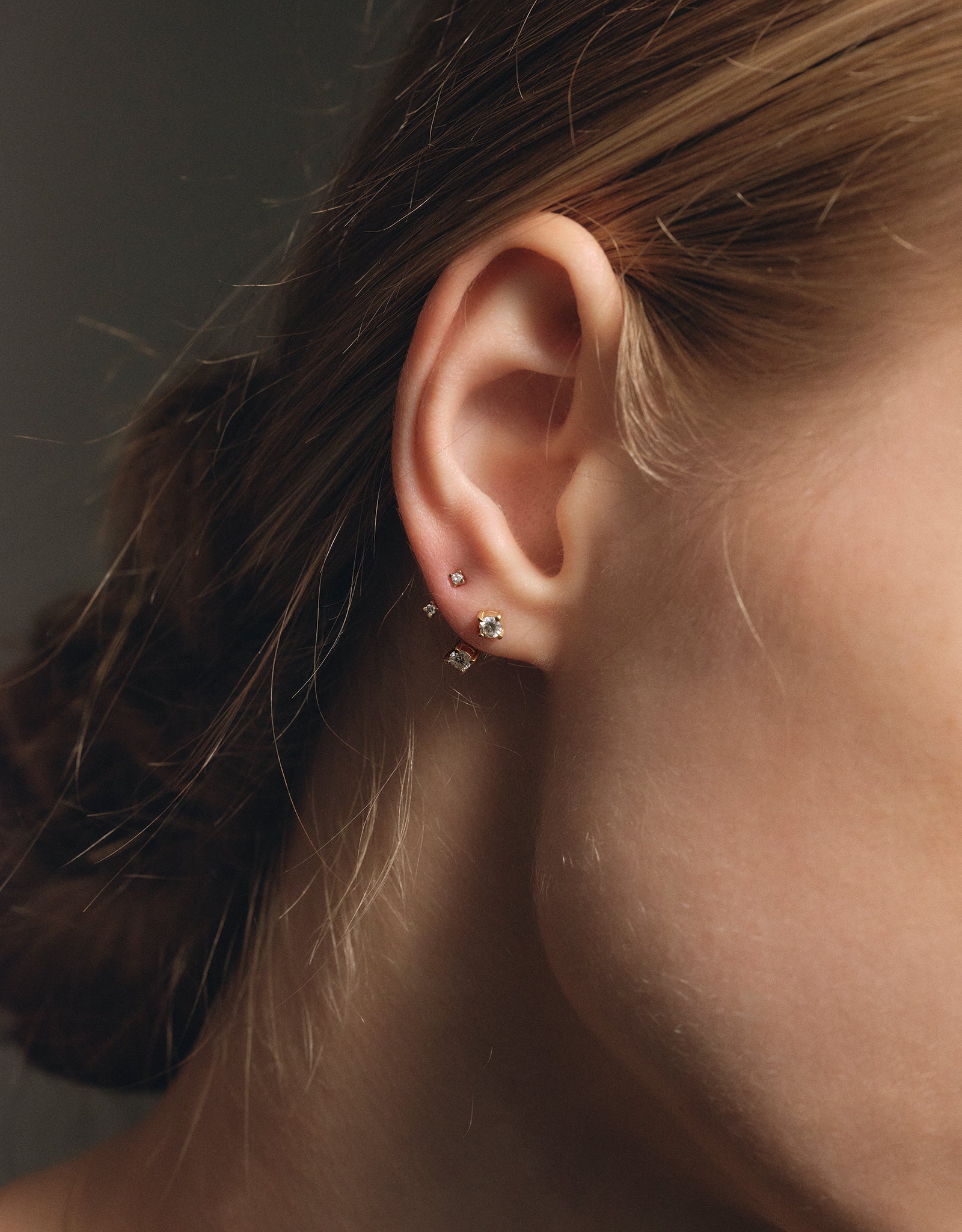 【gold】double diamond pierce