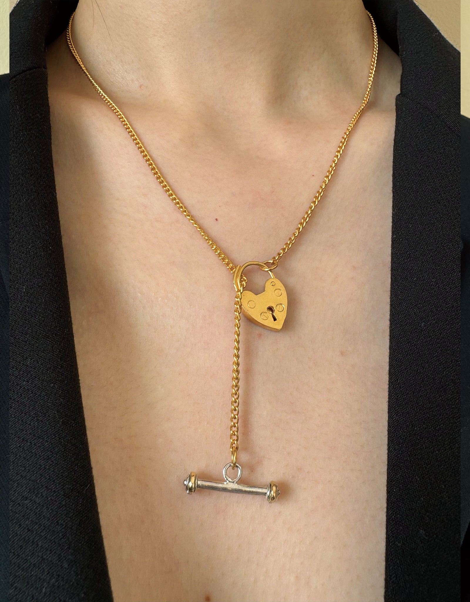 【silver-bicolor】lock my heart necklace