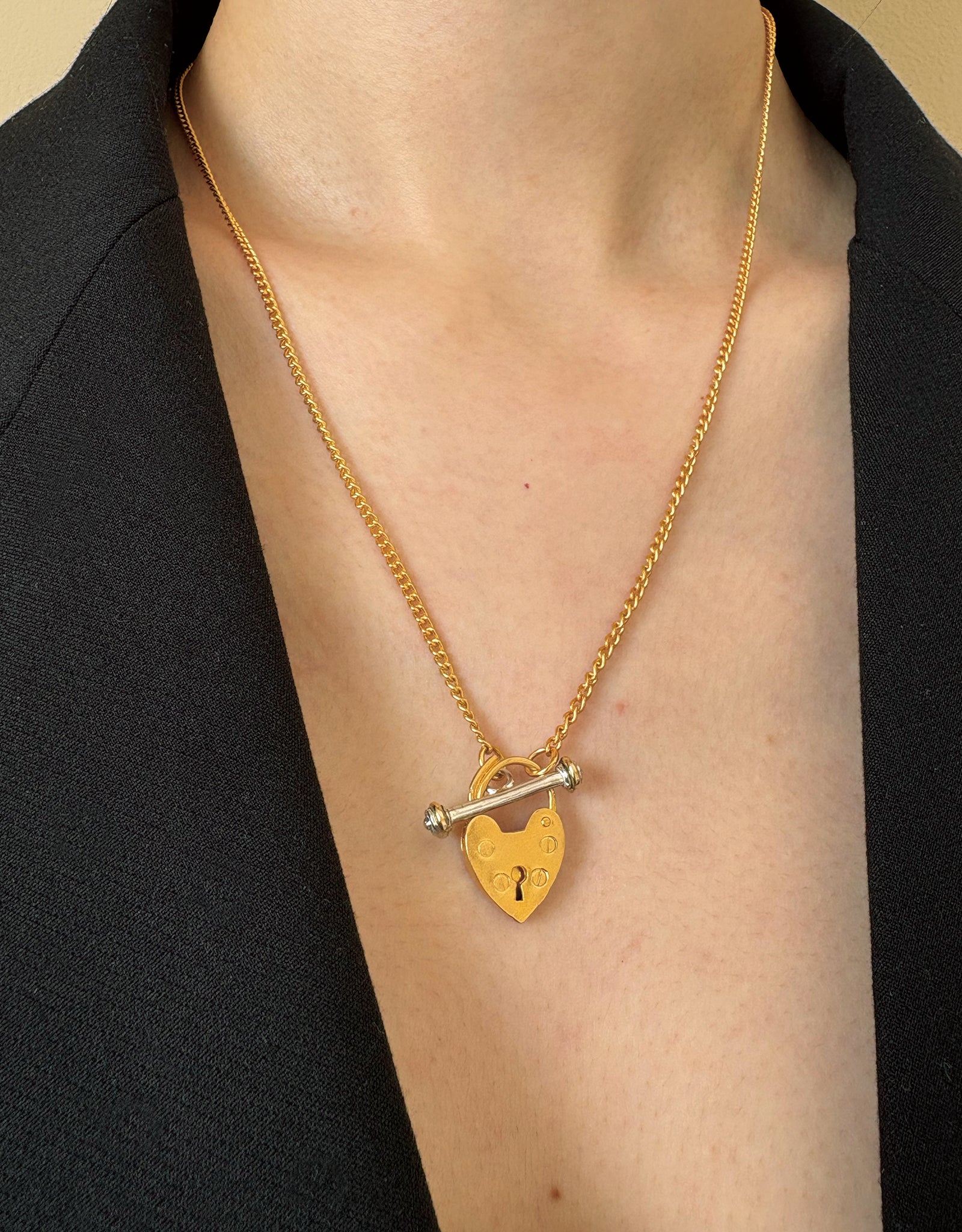 【silver-bicolor】lock my heart necklace