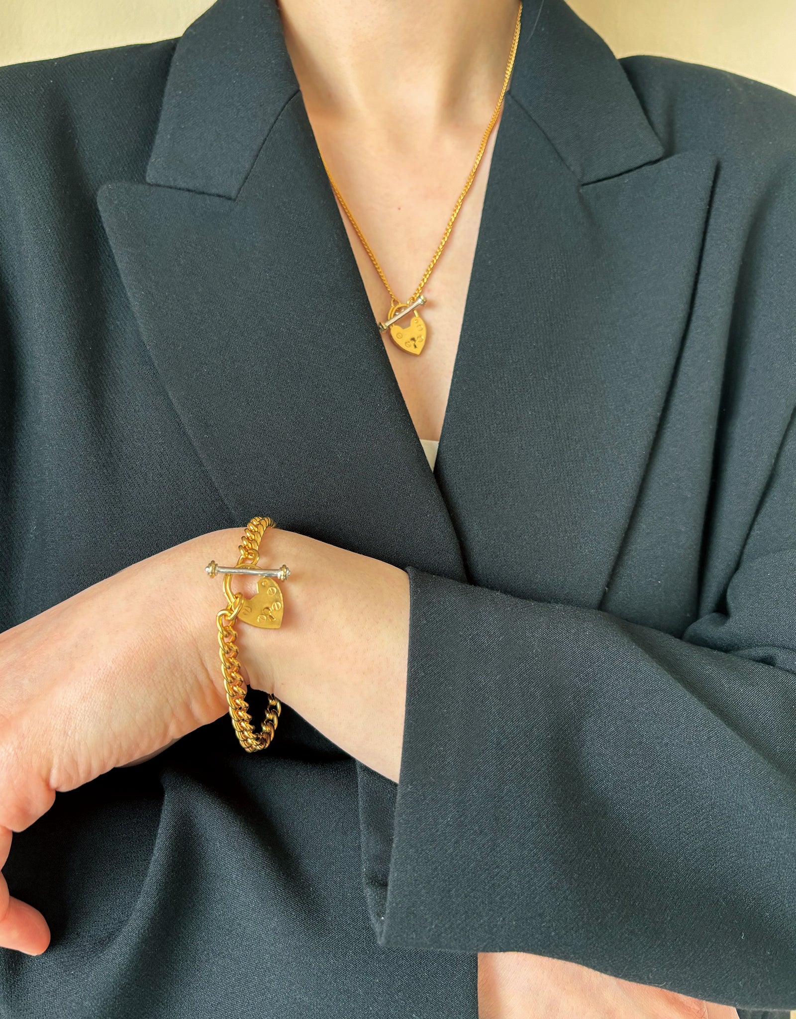 【gold-bicolor】lock my heart bracelet
