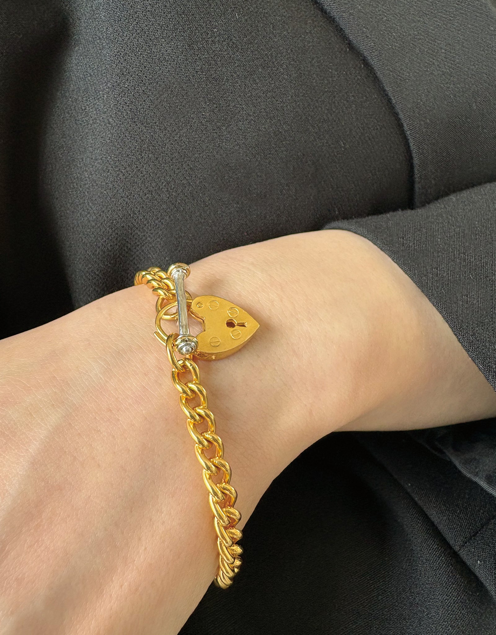 【gold-bicolor】lock my heart bracelet