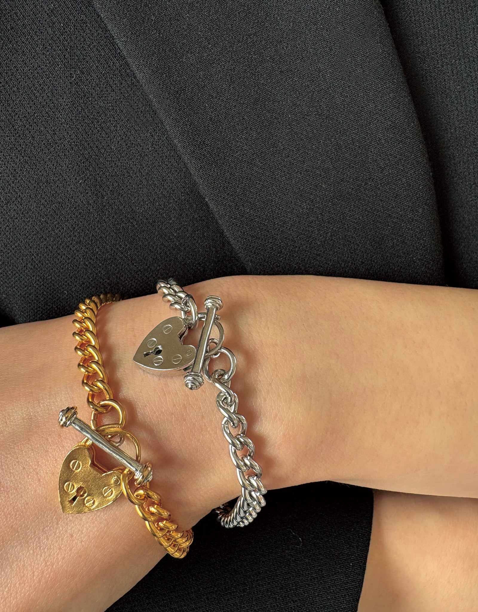 【gold-bicolor】lock my heart bracelet