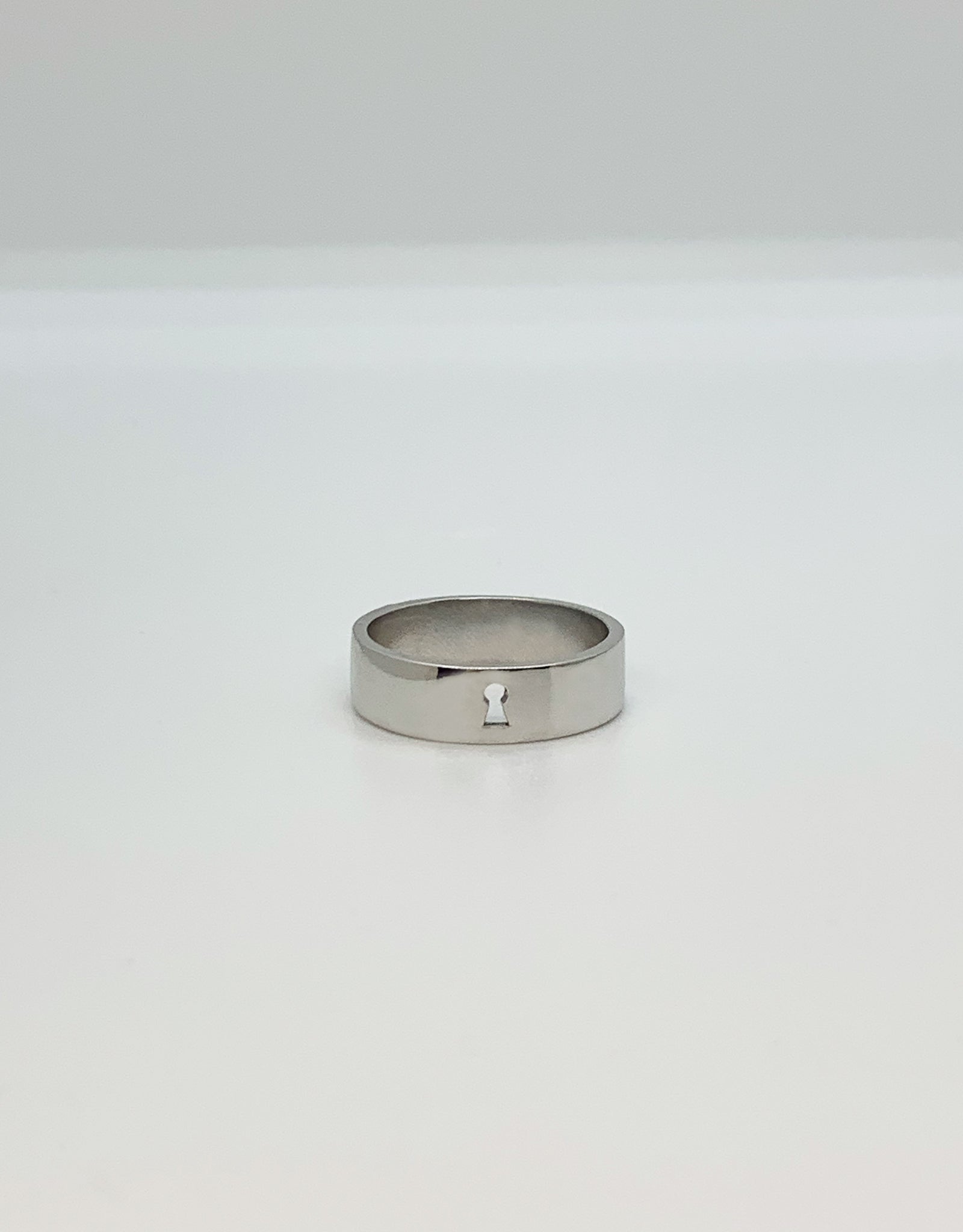 【silver】key hole band ring 6