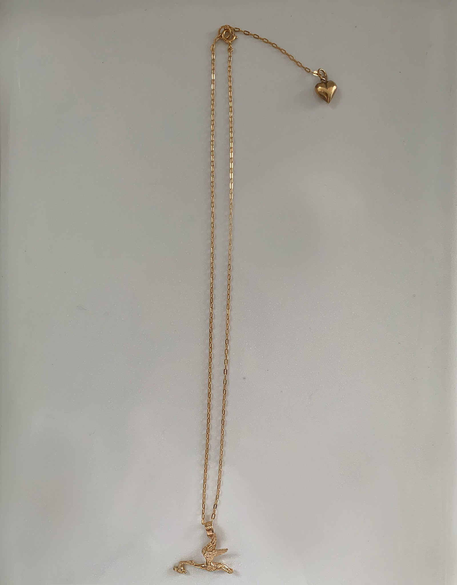 【gold】charm necklace / stork