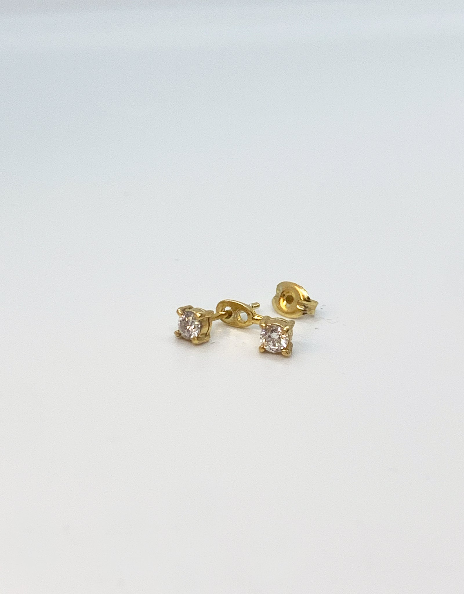 【gold】double diamond pierce