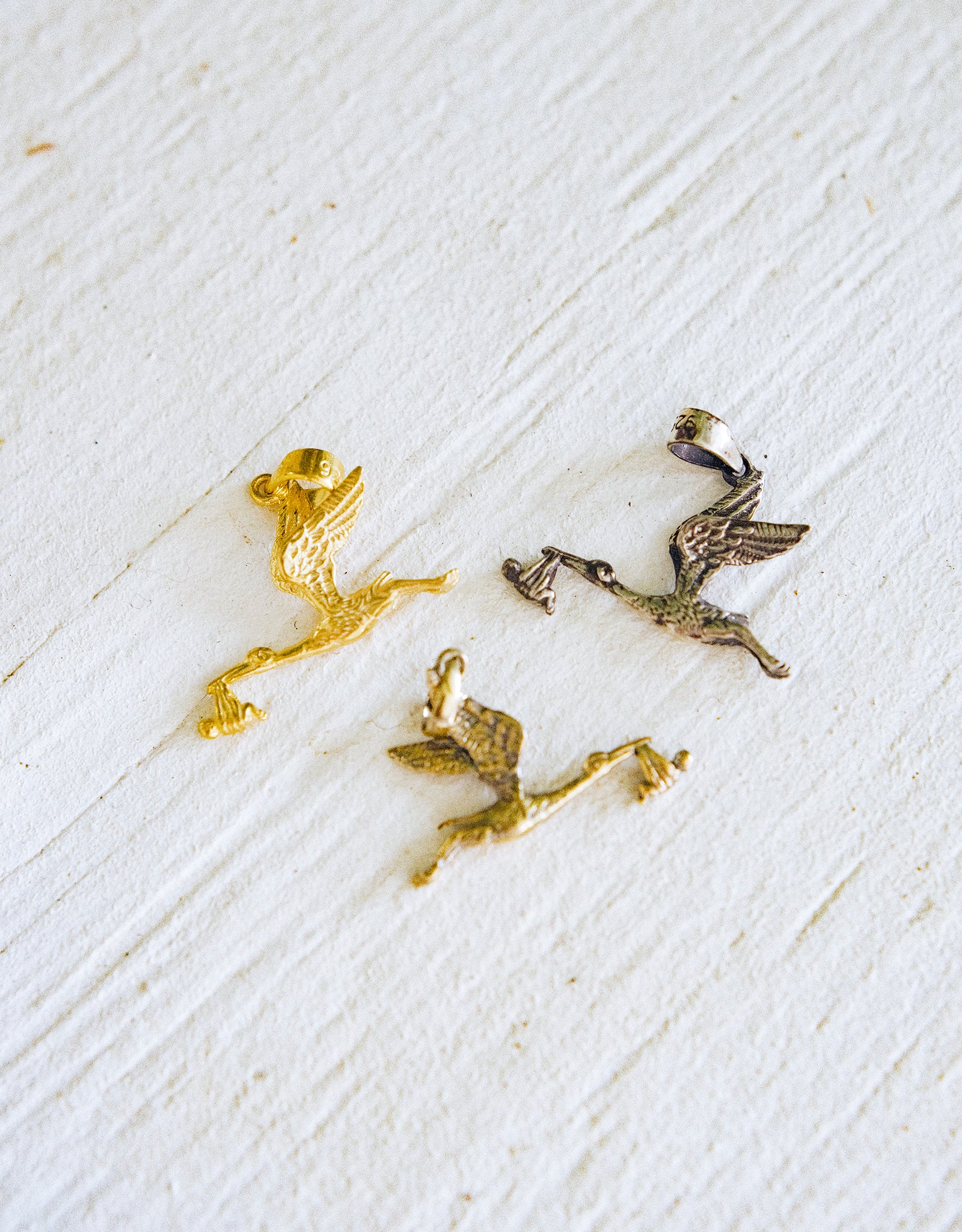 【gold】charm necklace / stork