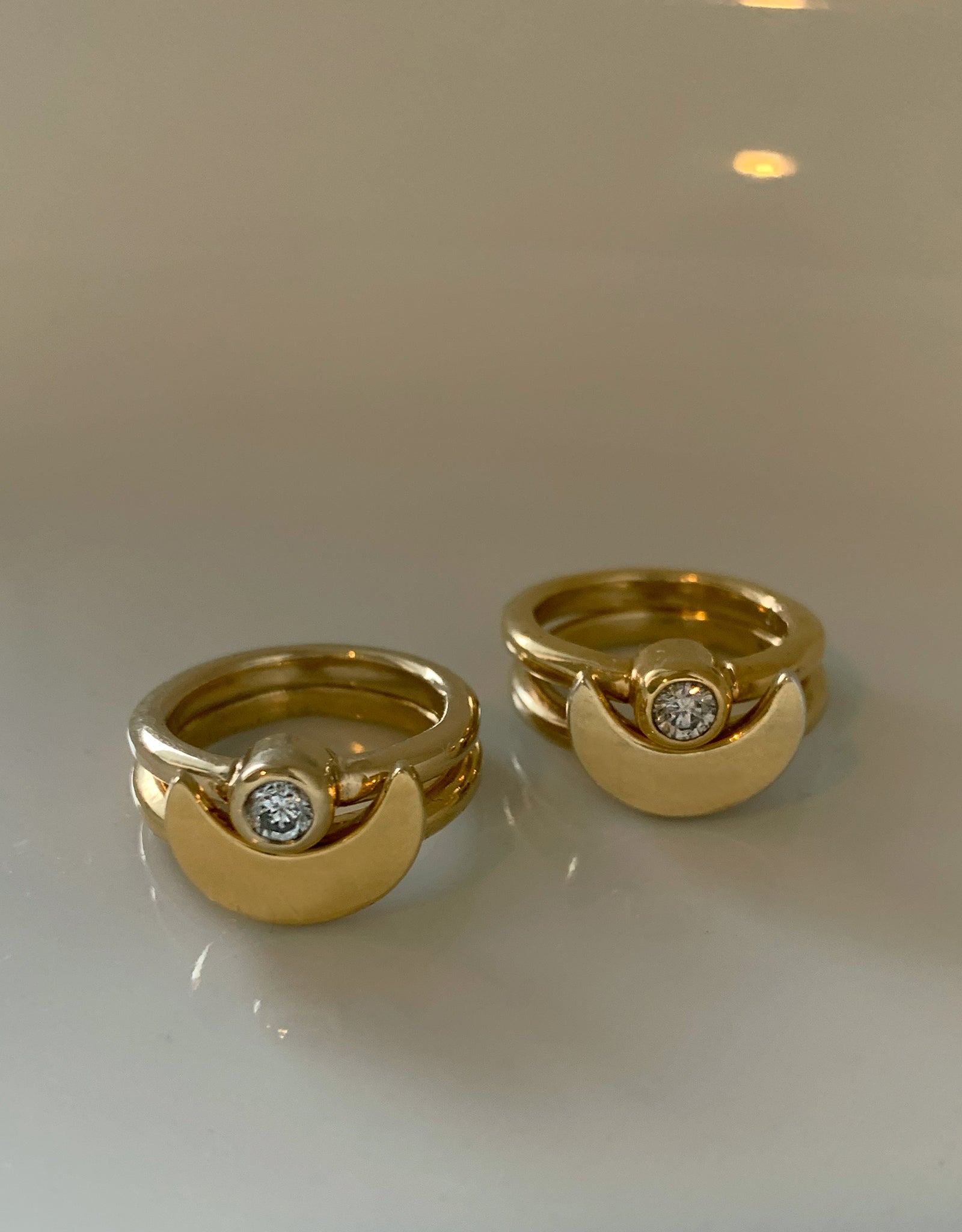 2set【gold】luna ring＆astrea ring (brown diamond)