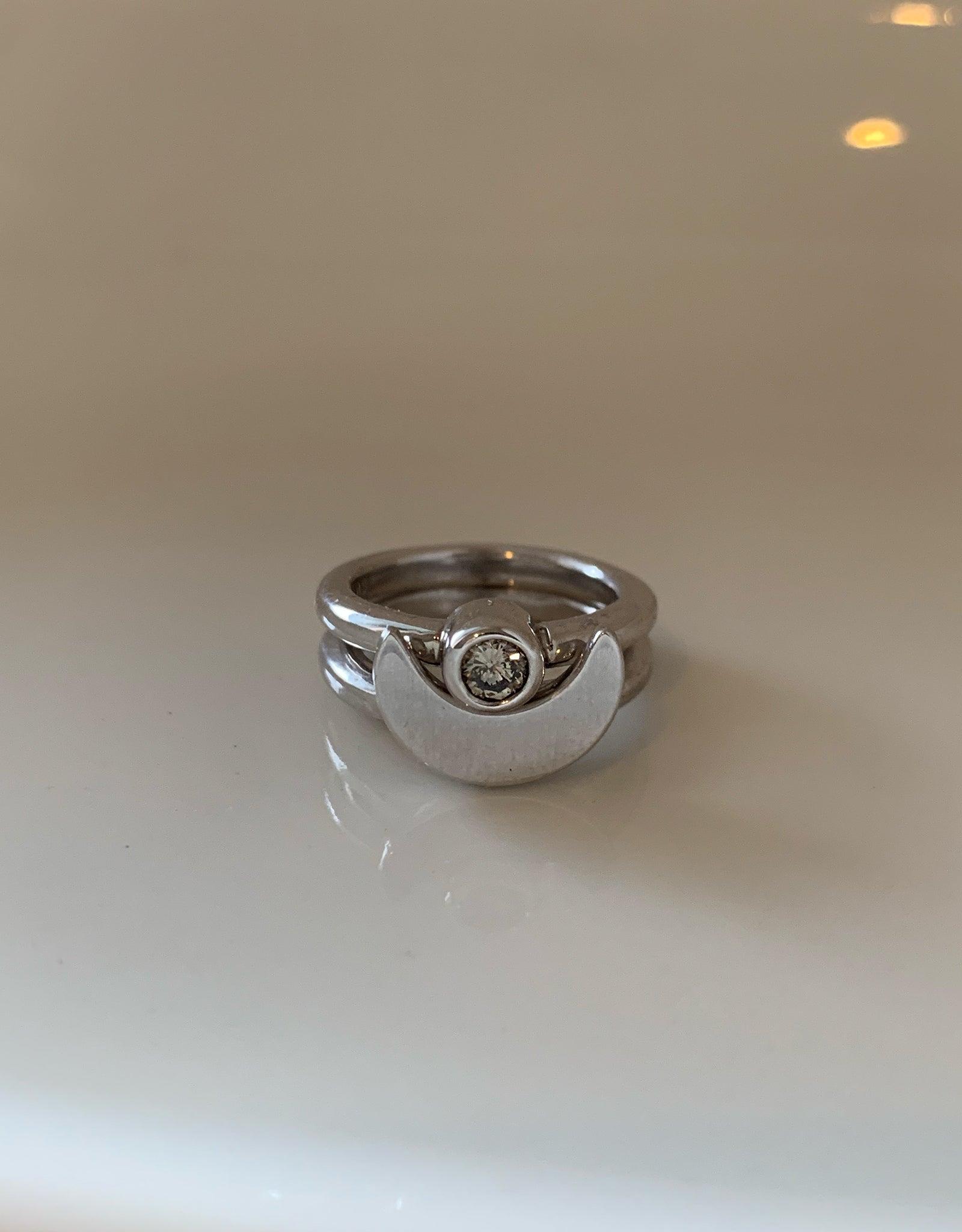 2set【silver】luna ring＆astrea ring (brown diamond)