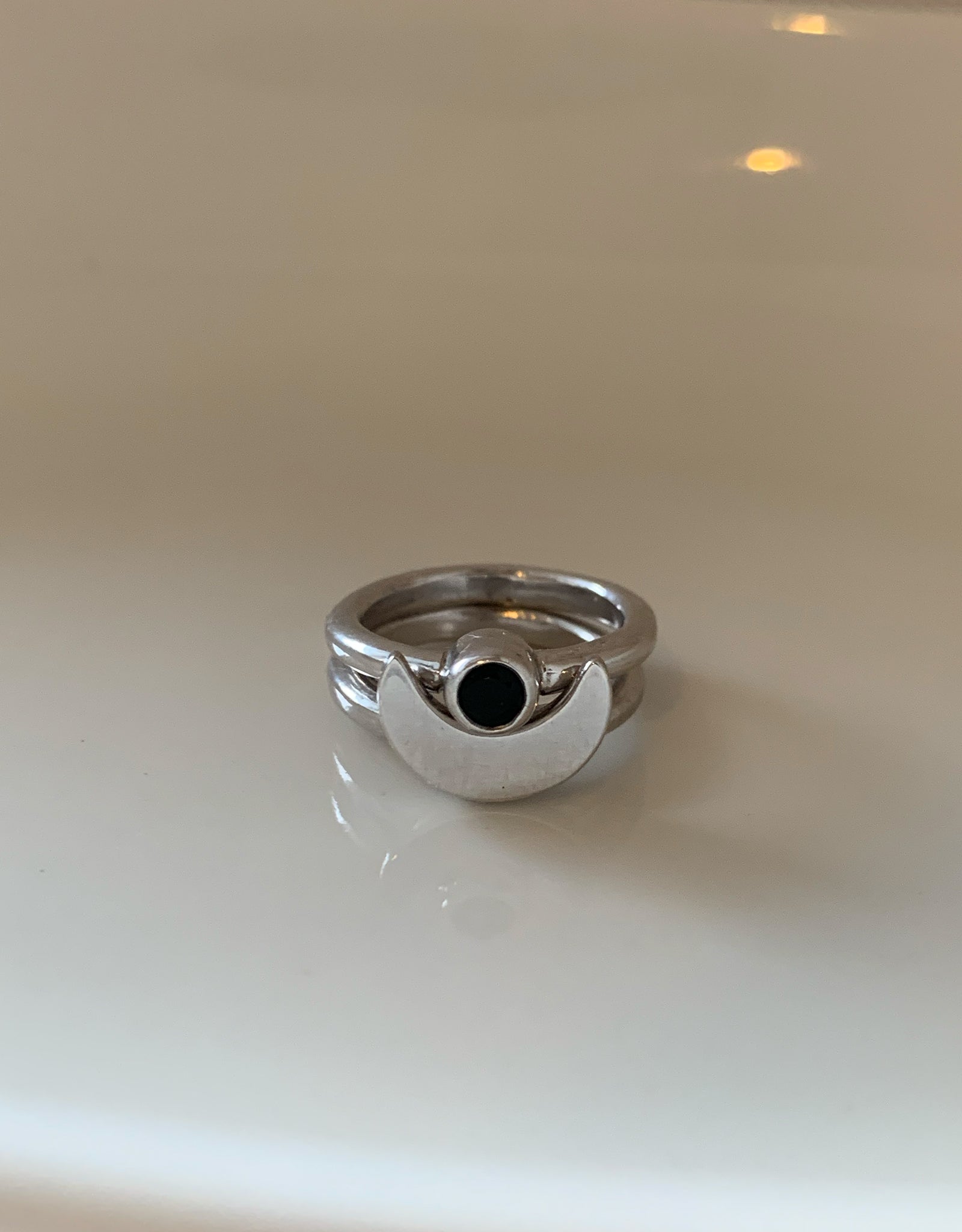 2set【silver】luna ring＆astrea ring (onyx)