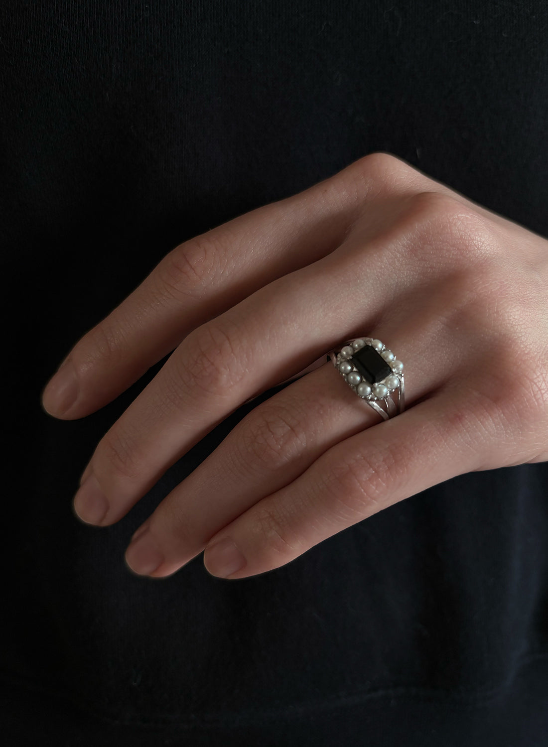 silver】cosmos ring / onyx｜PARCA -ロマンティックなvintageムード