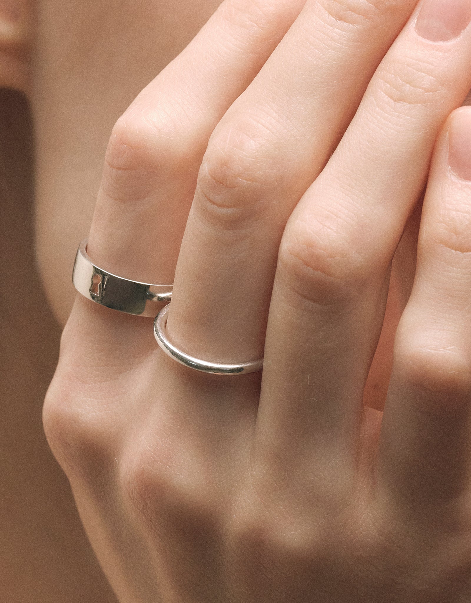 【silver】key hole band ring 6