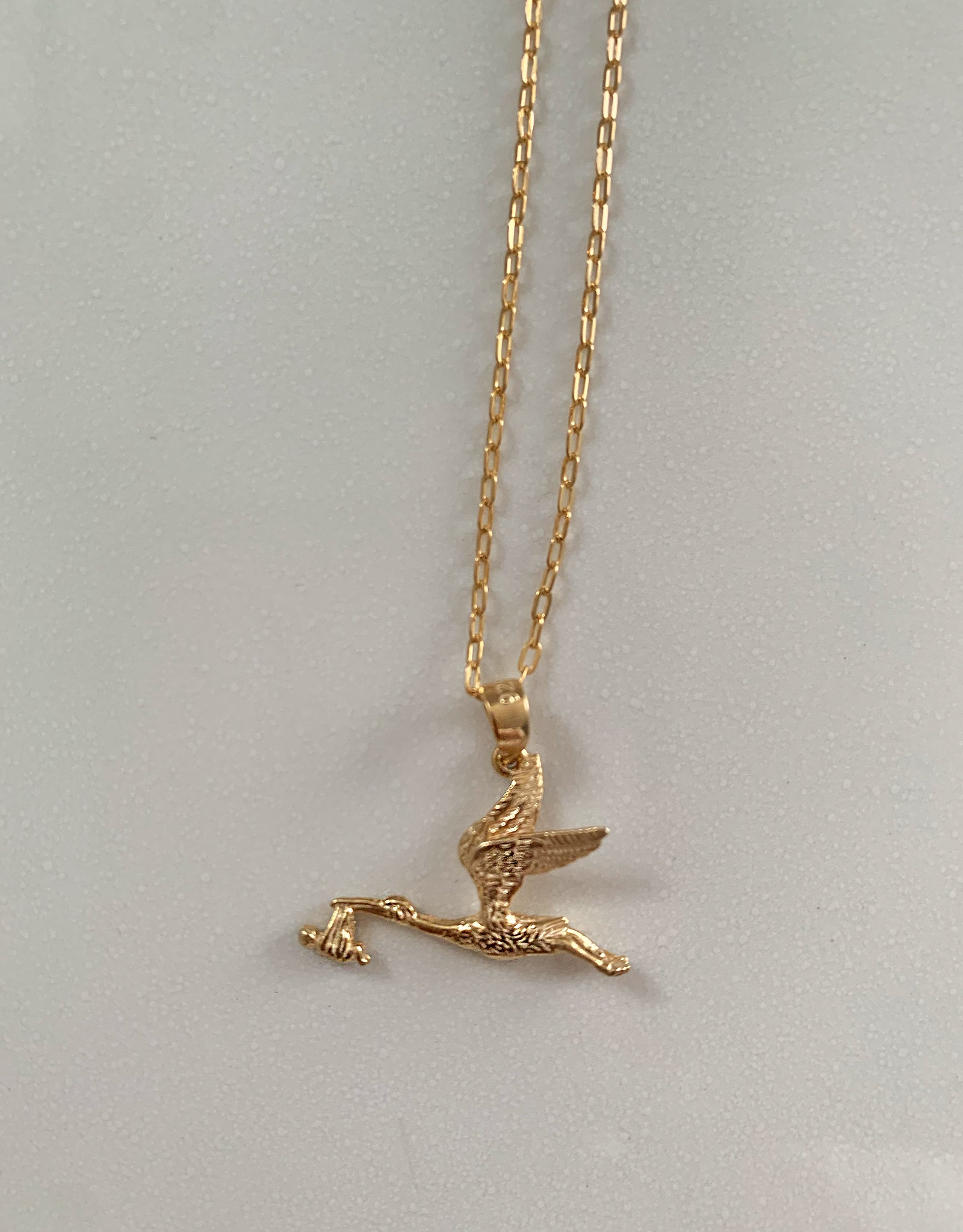 【gold】charm necklace / stork